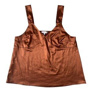Calista Women’s M Tank Top Copper Brown Satin Camisole Sleeveless Bustier Style
